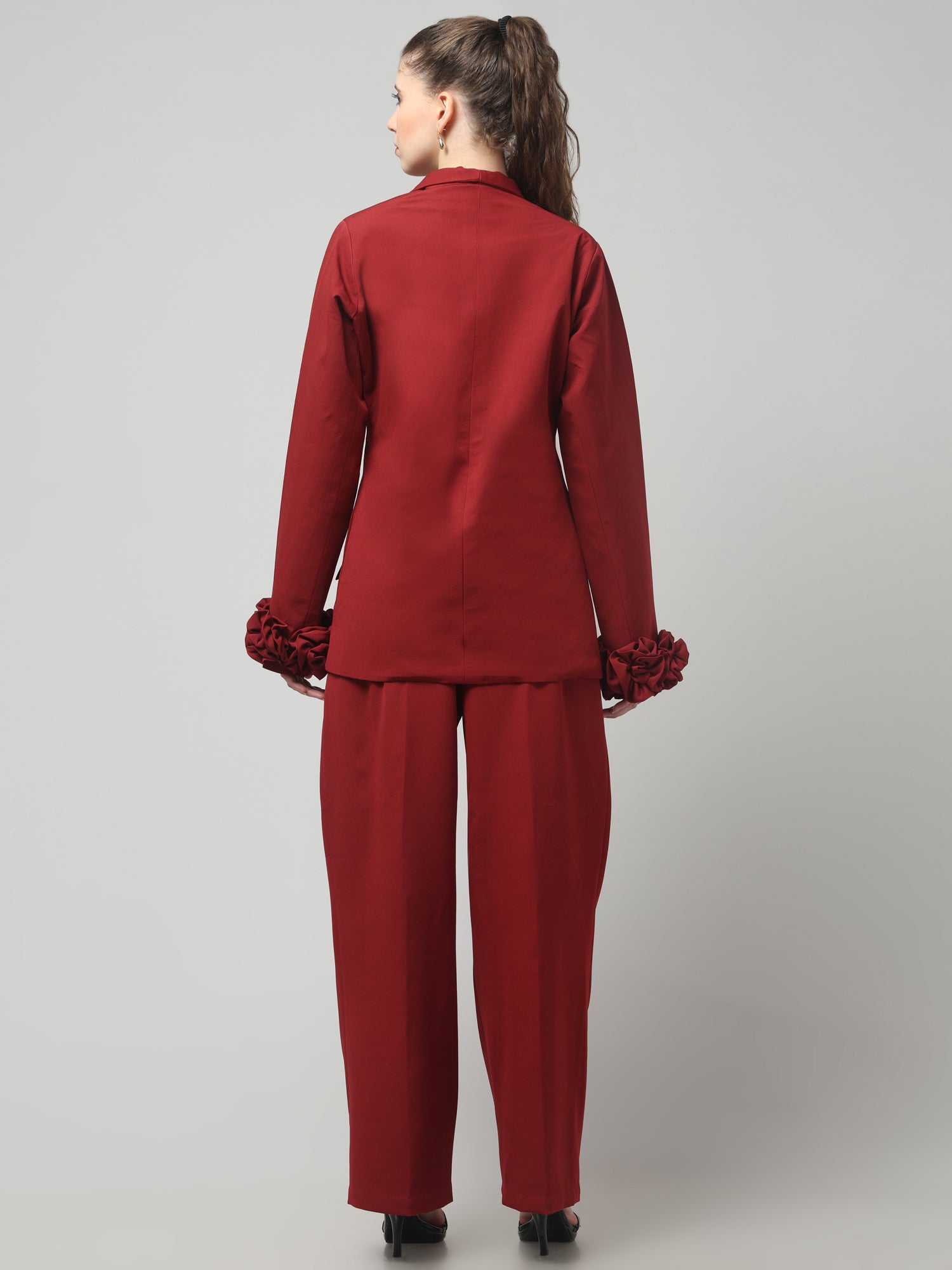 Crimson Bloom Blazer Set