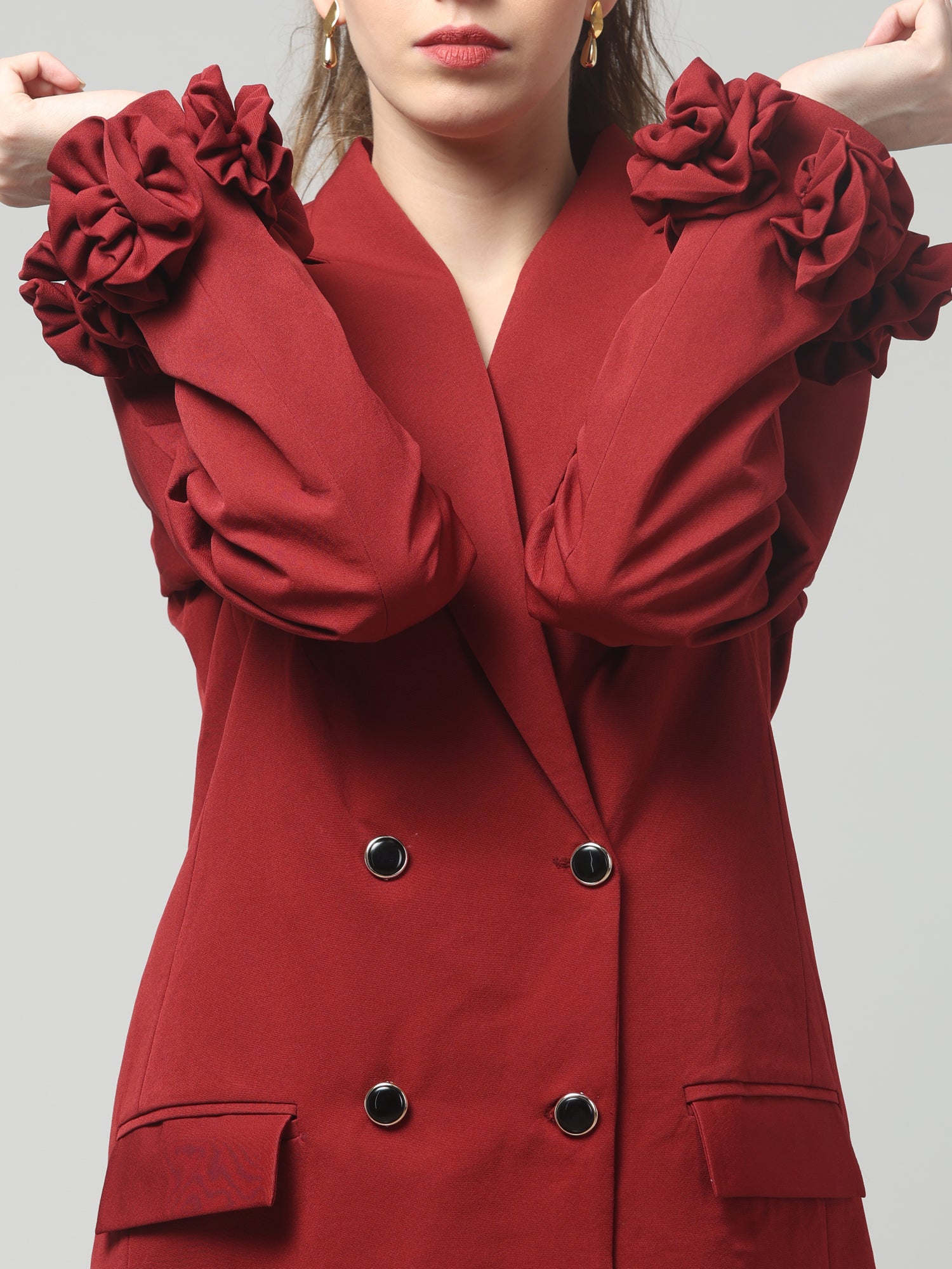 Crimson Bloom Blazer Set